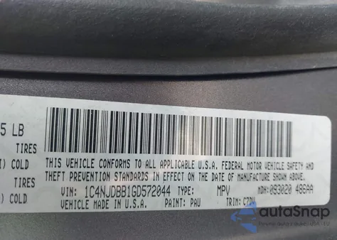 2016 Jeep Compass Sport из США, поврежденный, VIN 1C4NJDBB1GD572044